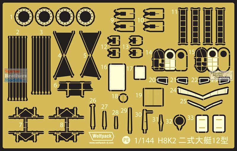 WPD14410 1:144 Wolfpack H8K2 Type 2 Flying Boat Update PE Set (MCA kit)