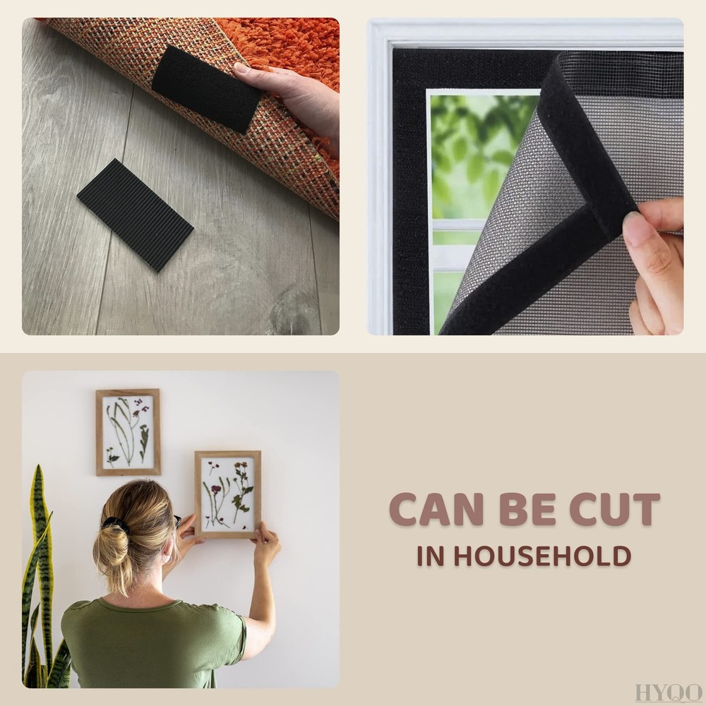 4 Inch Hook and Loop Tape Black (4"x12") – Non Adhesive Strips for Quick & Ea...