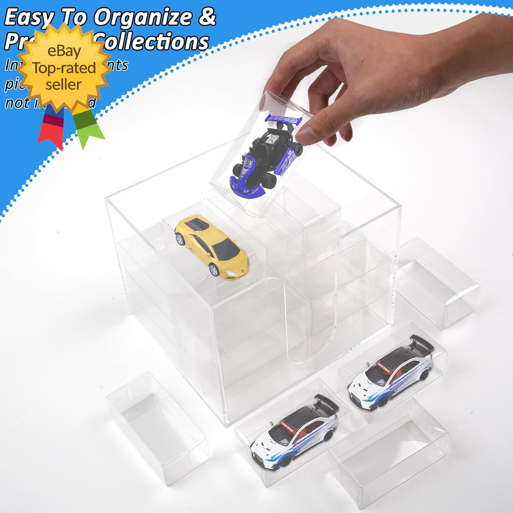 120 PCS 1/64 Display Case for Model Car Clear Display Case,Storage Display Case
