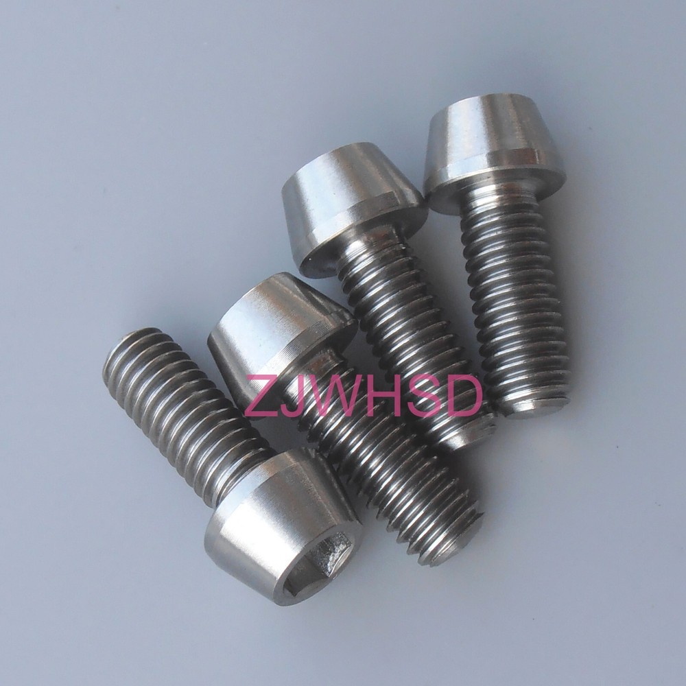4pcs M6 x 16 Ti Titanium Screw Bolt Allen Hex Taper Socket Cap Head