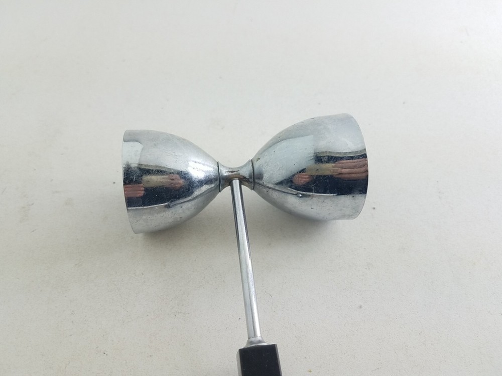 Vintage Jigger With Lucite Handle Embedded Flowers