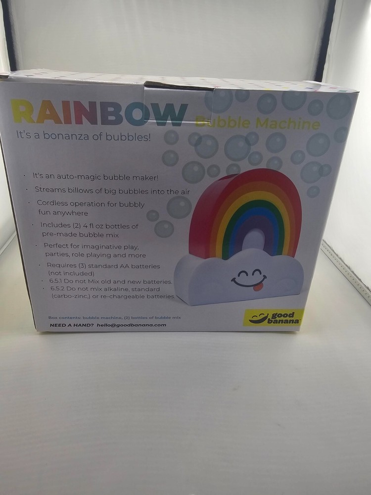 Good Banana Rainbow Bubble Machine, Cordless Automatic Bubble Maker, Blower
