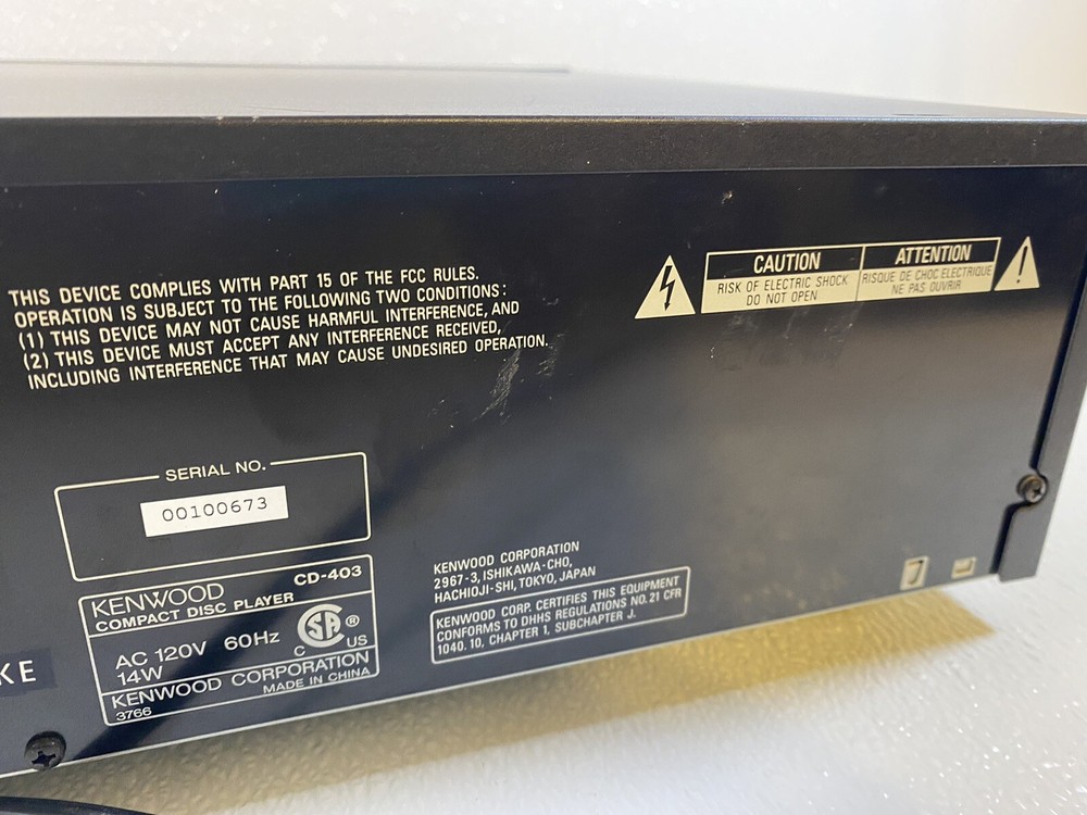 Kenwood Compact Disk Player & 5 CD Changer #CD-403 No Remote Tested & Working!