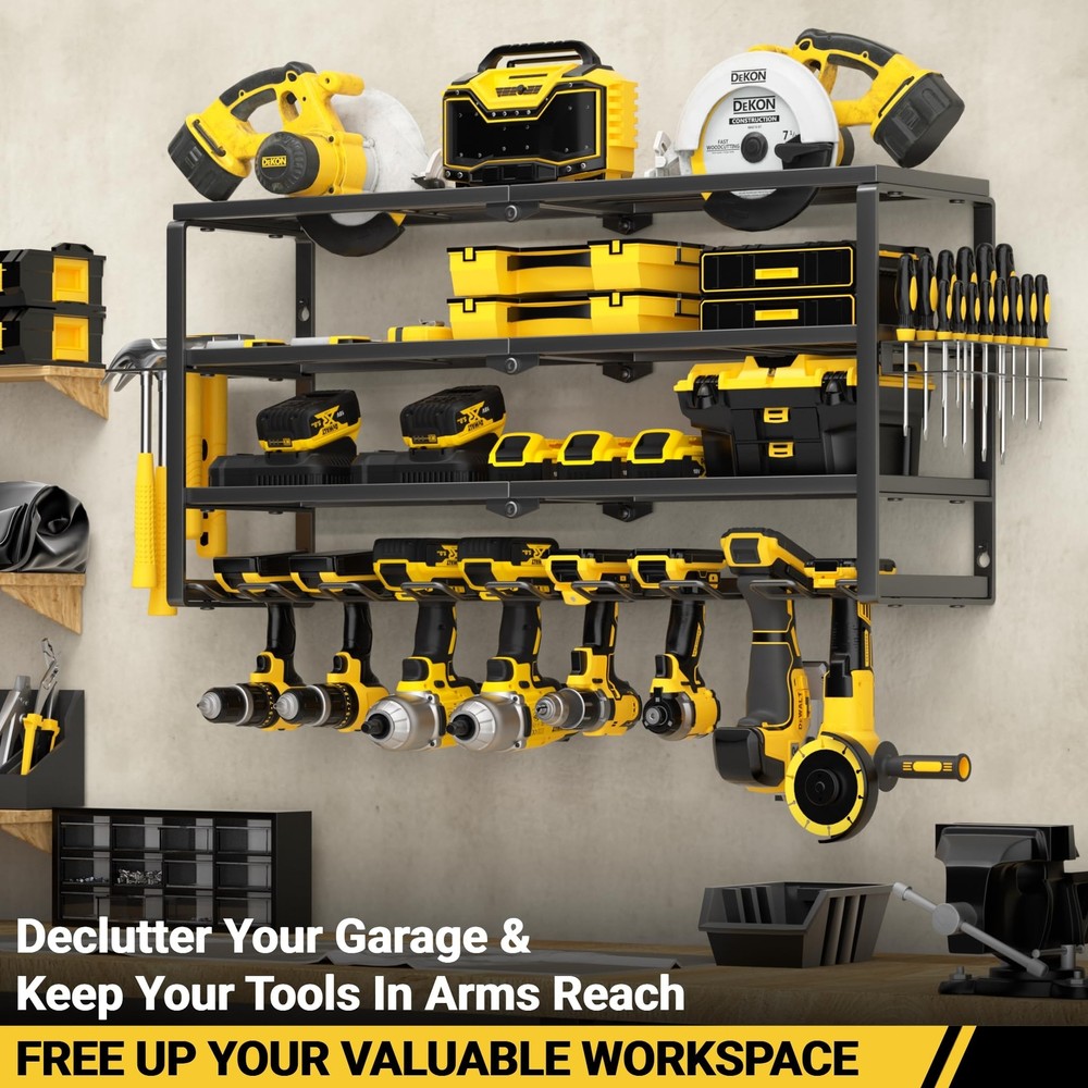 YYR 4 Layer Power Tool Organizer Wall Mount, Cordless Drill Hanger Storage Ra...