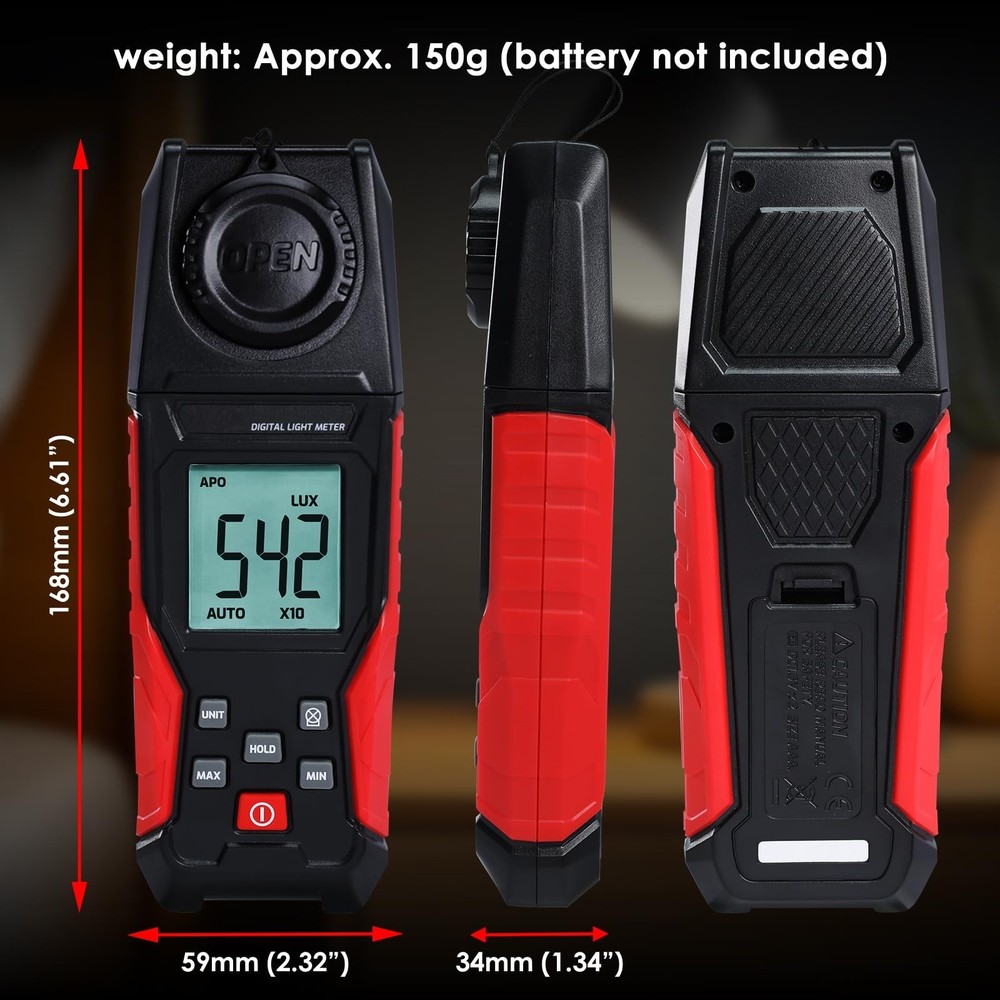 Light Meter Digital Illuminance Light Lux Meter Handheld with Large LCD Displ...