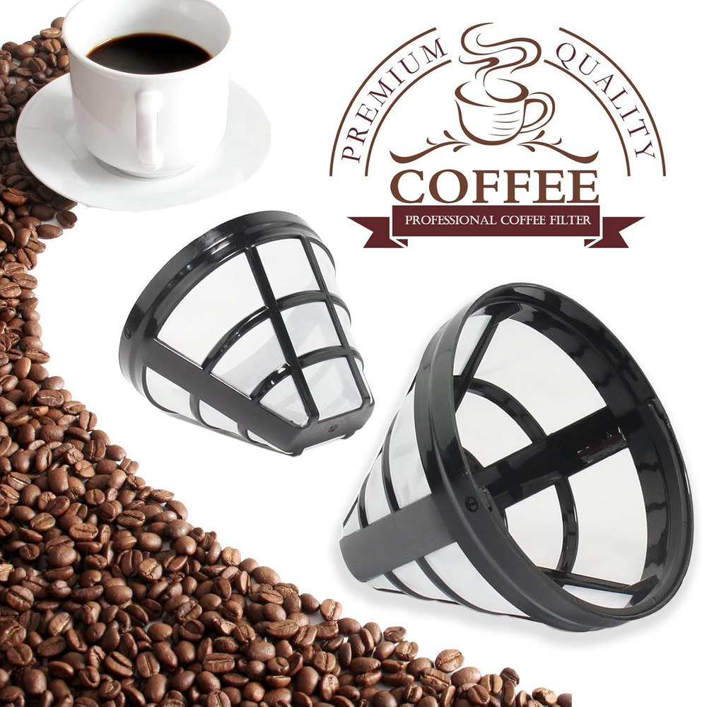 (4-Pack) No.4 Cone Reusable Replacement Coffee Maker Basket Filter Compatible wi