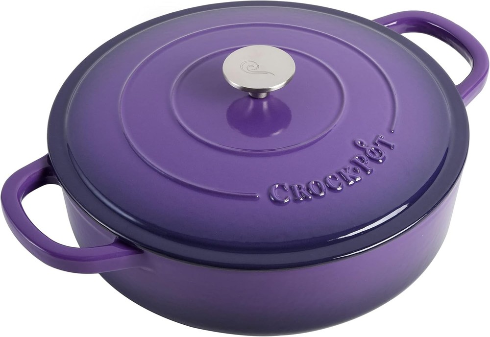 Pot Enameled Cast Iron Braiser W/ Lid 5-Quart Durable Cookware Kitchen