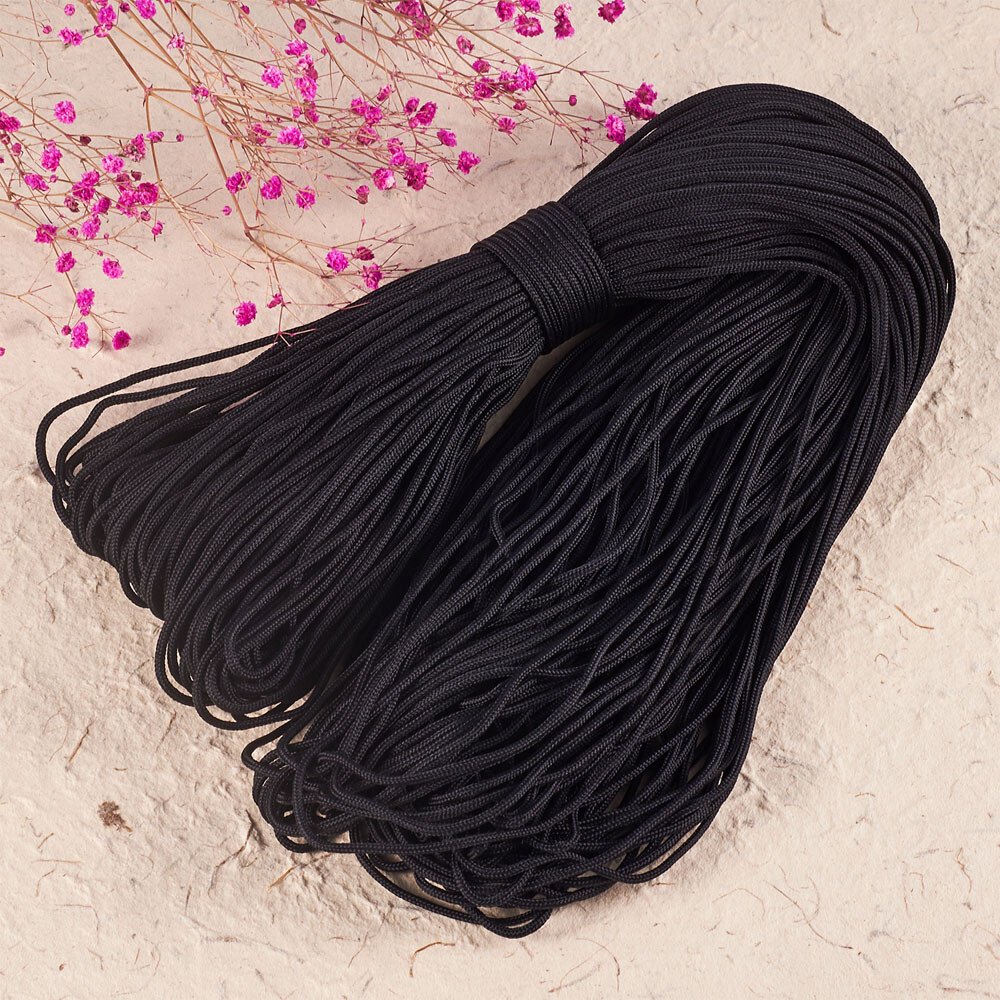 100m Black Polyester & Polypropylene Paracords Rock Climbing Ropes Cords 2mm