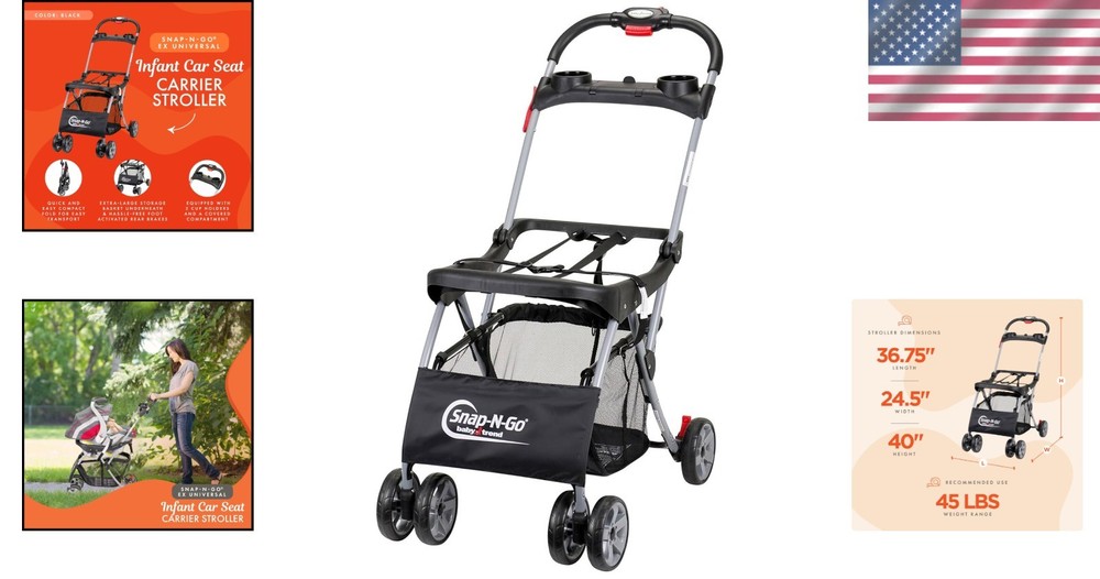 Lightweight Snap-N-Go Stroller: Universal Car Seat Compatible, Foldable Design