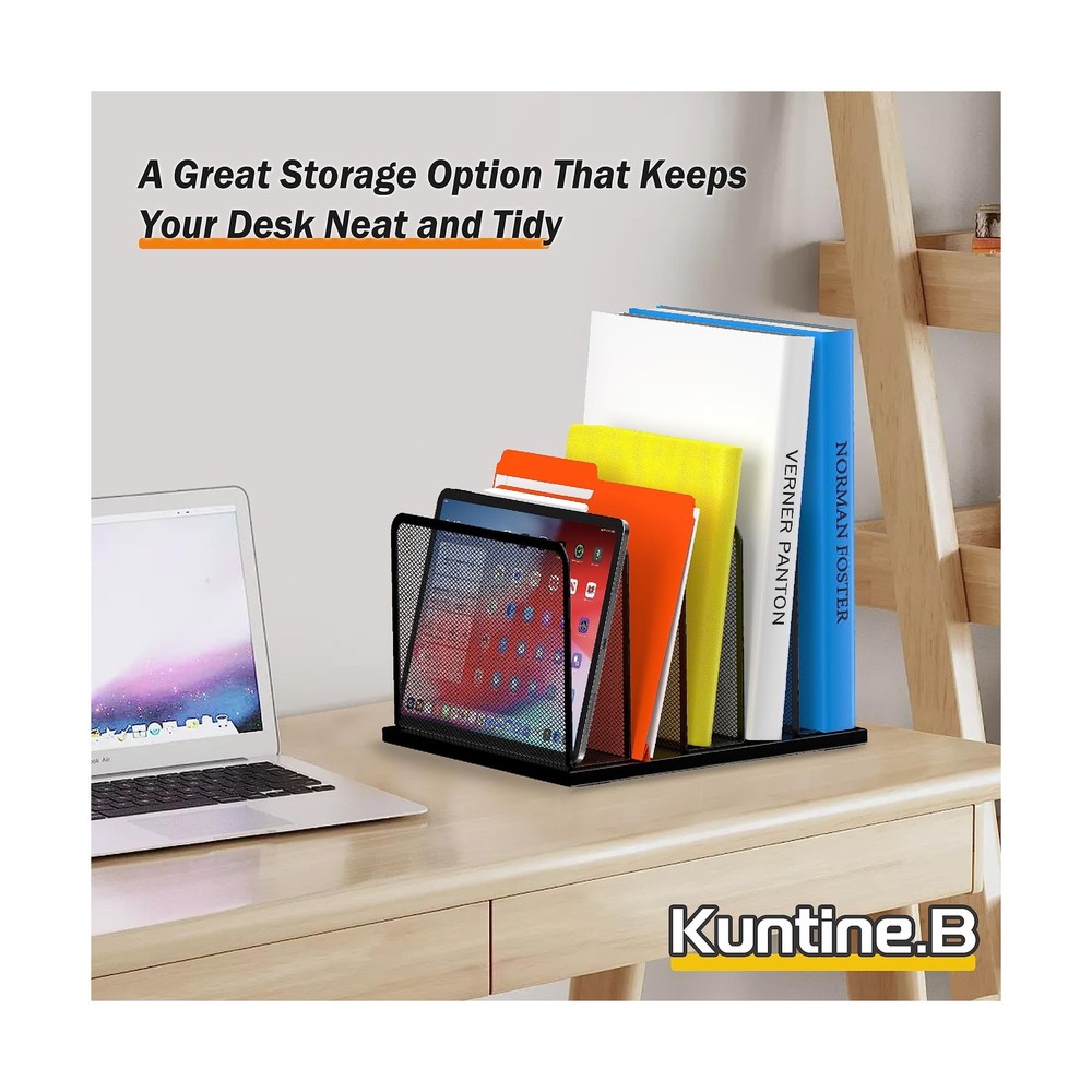 Kuntine.B Desk File Organizer 5 Sections Upright Mesh Desktop Organizer File ...