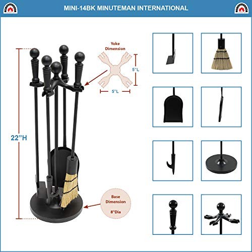 Minuteman Paxton 4 piece Mini Fireplace Stove Tool Set Black