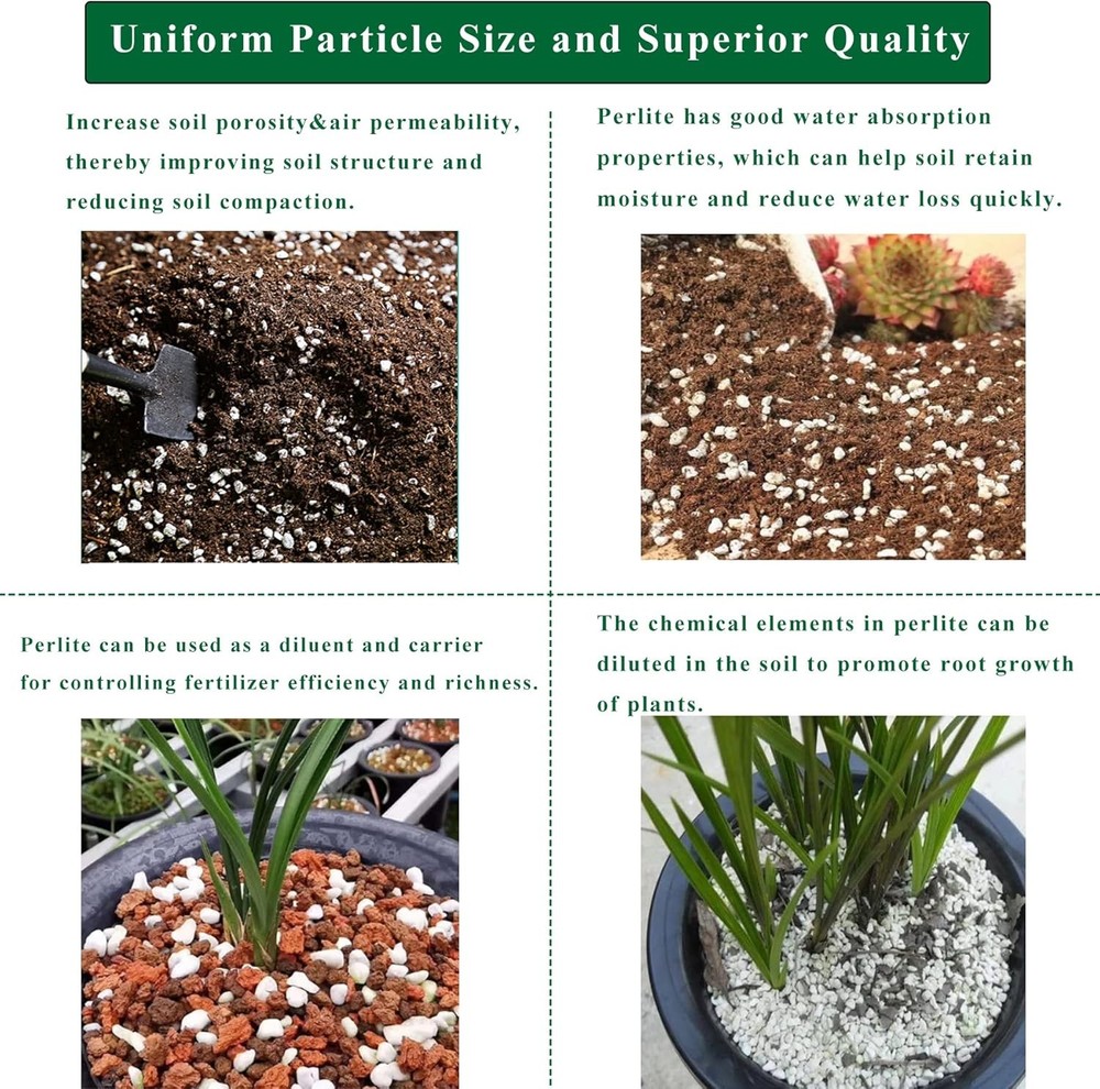 2 Quart Organic Perlite Horticultural Soil Amendment for Plants and Enhanced Dra