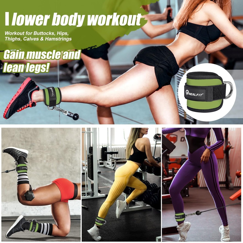 Ankle Strap for Cable Machine, Gym Ankle Cuff for Kickbacks, Leg Extensions