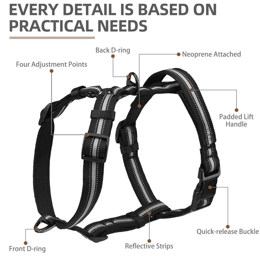 Pupteck No Pull Dog Harness Polyester Grey Small