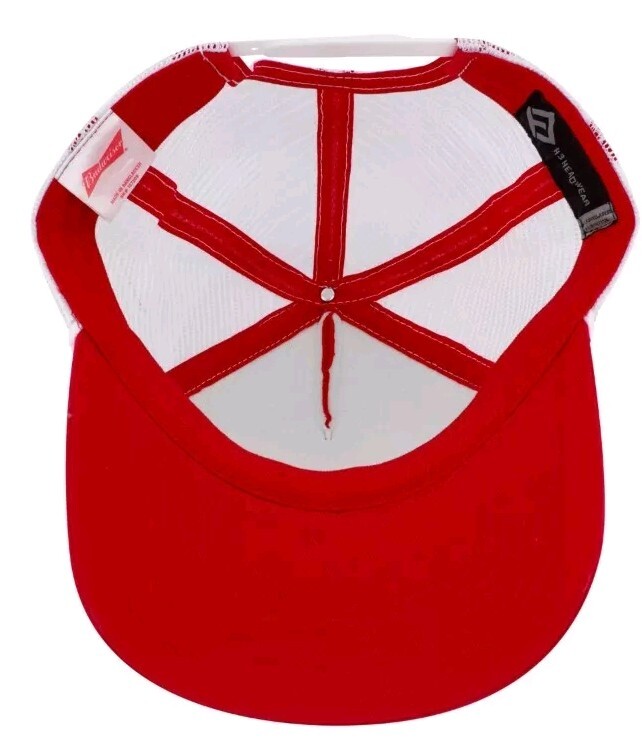 Budweiser Bottle Label Rope Trucker Hat Red