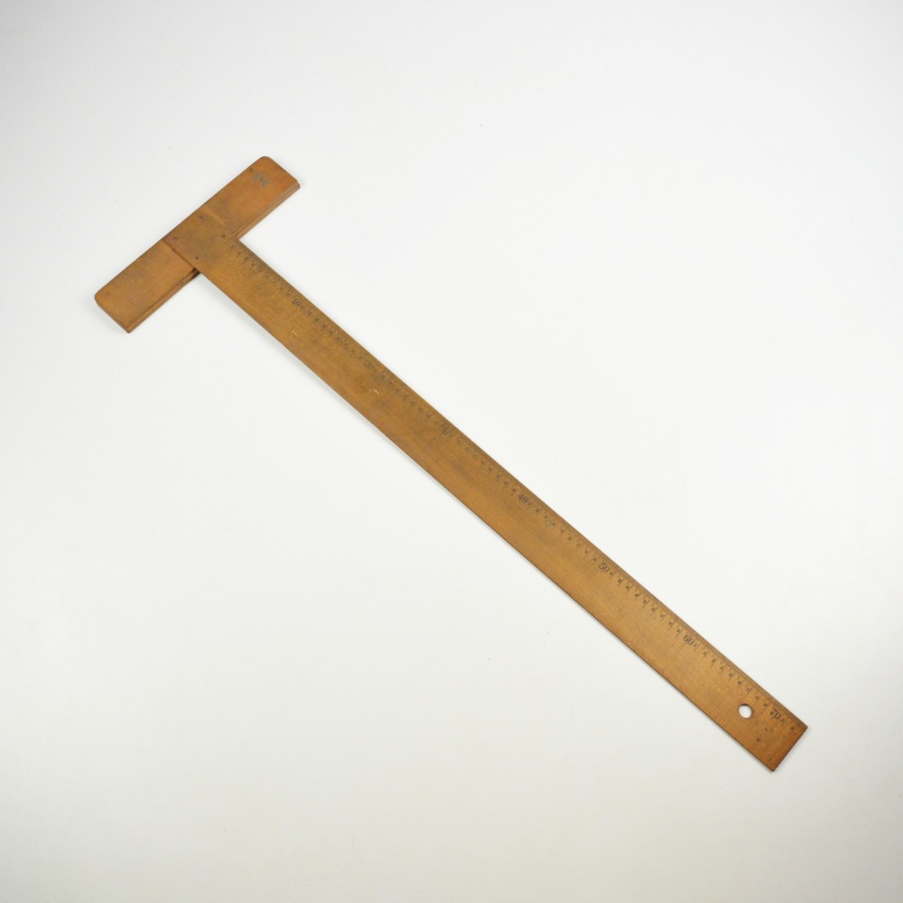 Vintage Ruler - 72cm - Wood - Architect - Draw - T-Back