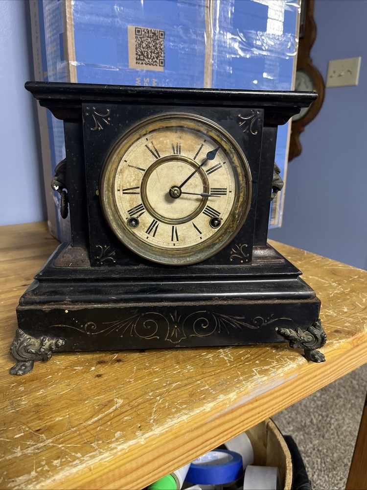 Antique Ansonia Iron Mantel Clock