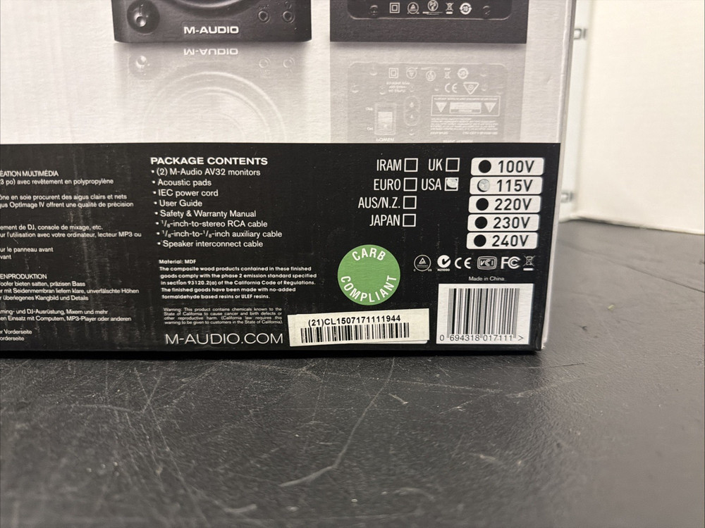 M-Audio AV32 Studio Monitors with Cables