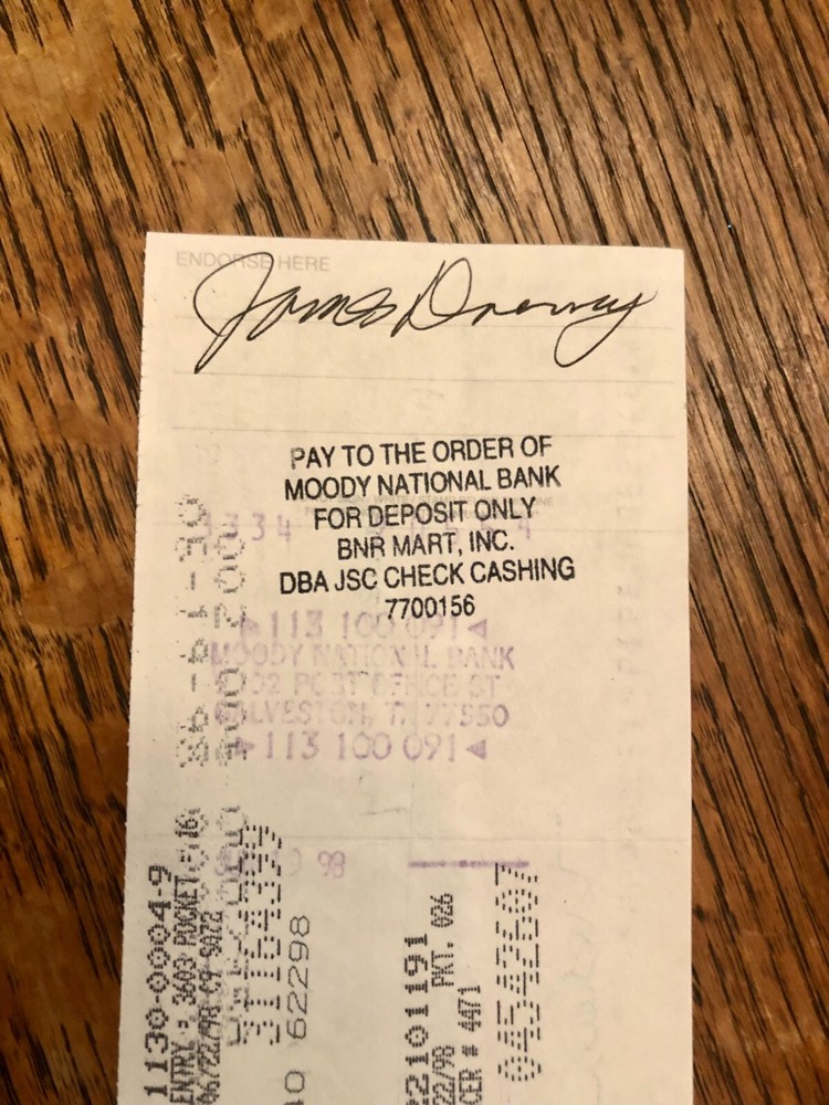 James Drury signed/autographed Bank Check.