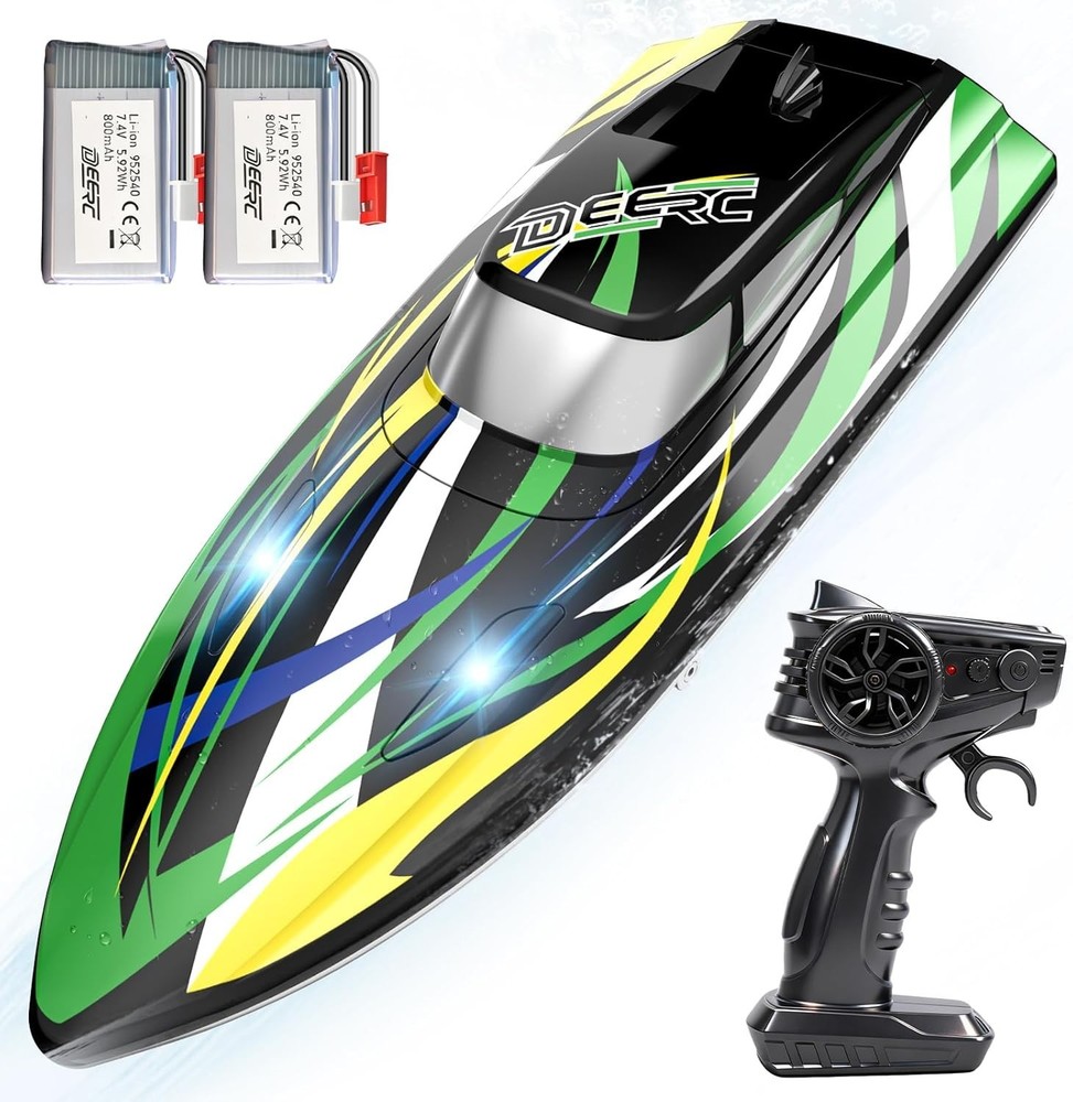 LED Lights Remote Control Boat - High Speed, 2 Batteries