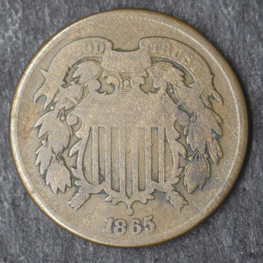 1865 Plain 5 2C Two Cent Piece - COINGIANTS -