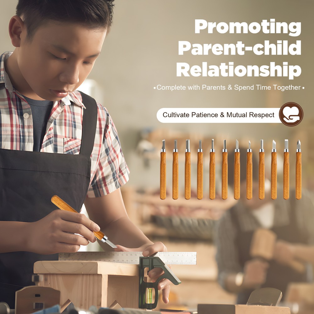 12Pcs Professional Wood Carving Hand Chisel Tool Set Woodworking Gouges Steel