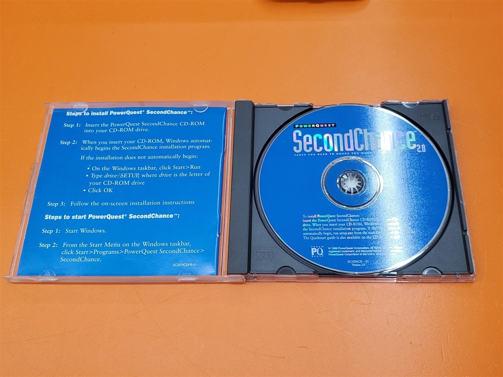 ⭐️⭐️⭐️⭐️⭐️ PQ Software PowerQuest Second Chance 2.0 Vintage Rare