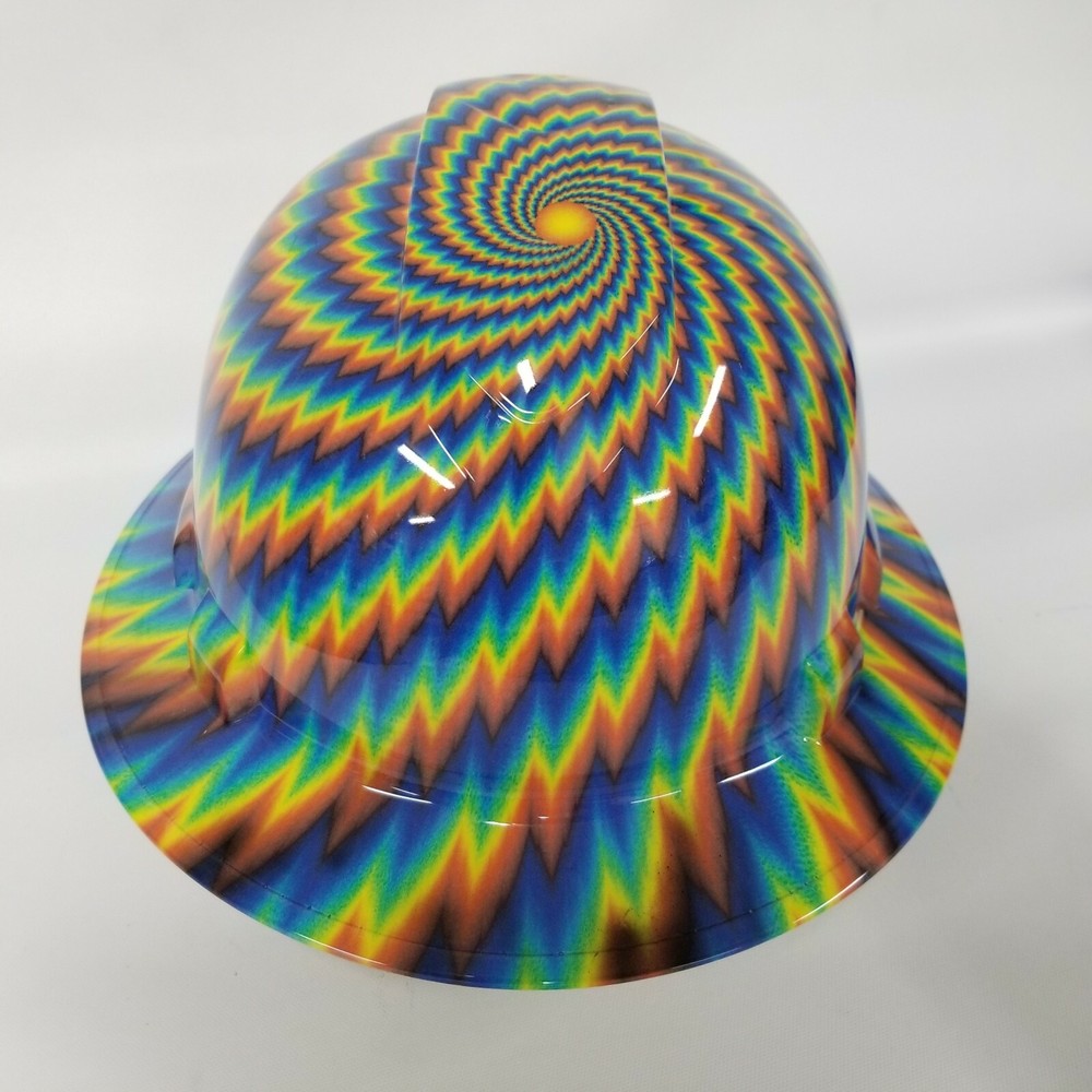 Hard Hat FULL BRIM custom  ,  hydro dipped in TWISTED ILLUSION ACID TRIP NEW