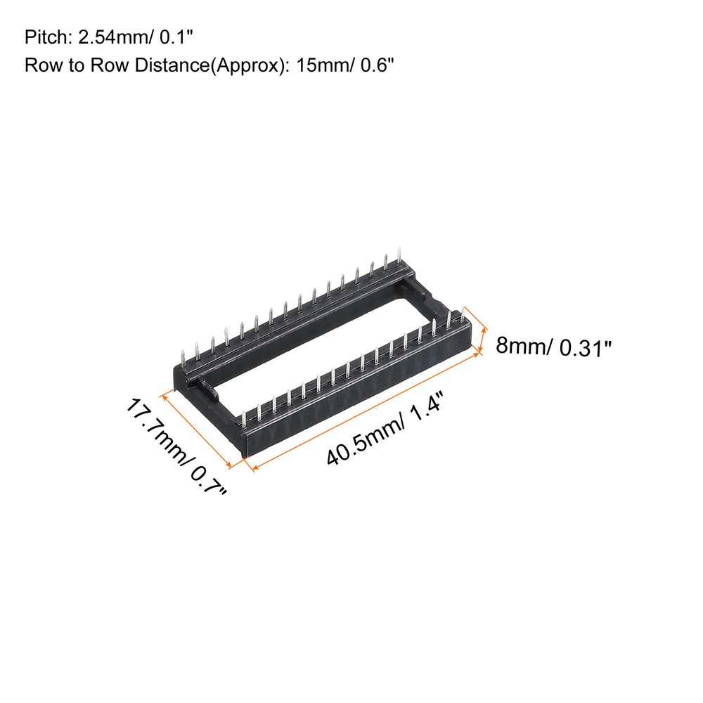 DIP IC Chip Socket Adapter Flat Pin 32P 2.54mm Pitch 15mm IC Socket, 30 Pack