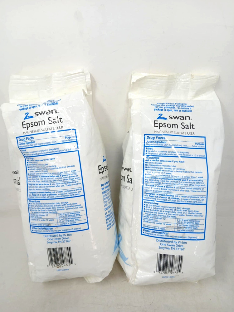 2 Pack - Swan Epsom Salt Magnesium Sulfate USP 4 Lb. Open Box