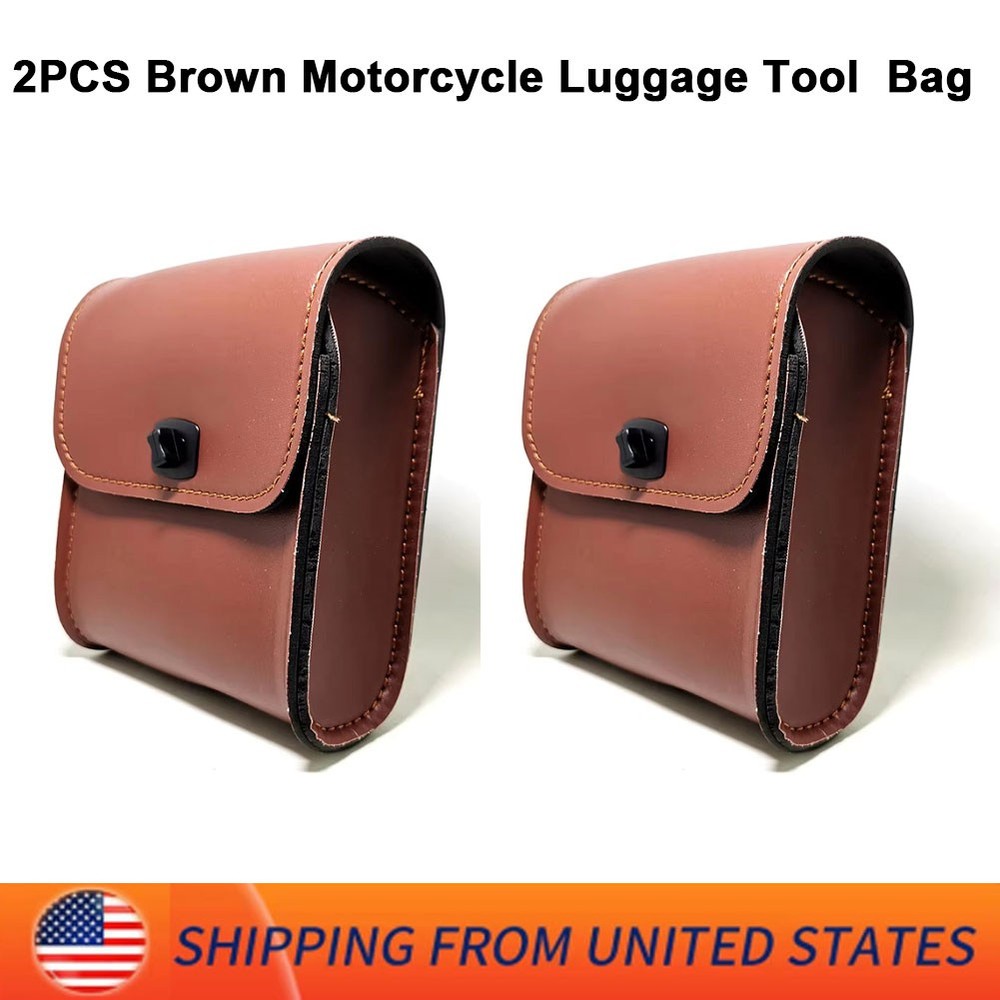 Universal Motorcycle Pouch Front Fork Sissy Bar Saddle Side Tool Bag Pu Leather