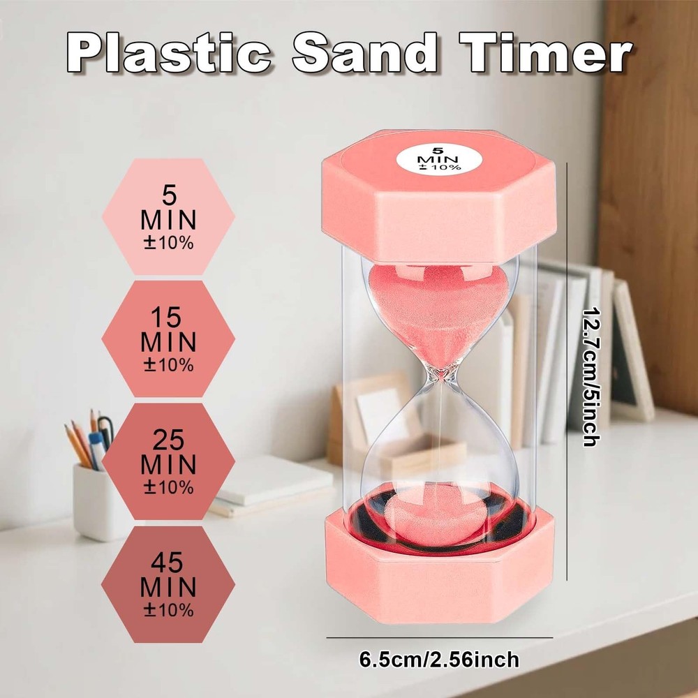 Hourglass 45 Minute Sand Timer, Plastic Sand Clock 45 Min, Unbreakable Colorf...