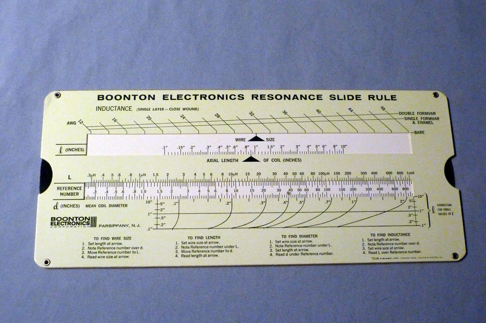 Boonton Electronics Resonance Slide Rule with Instructions