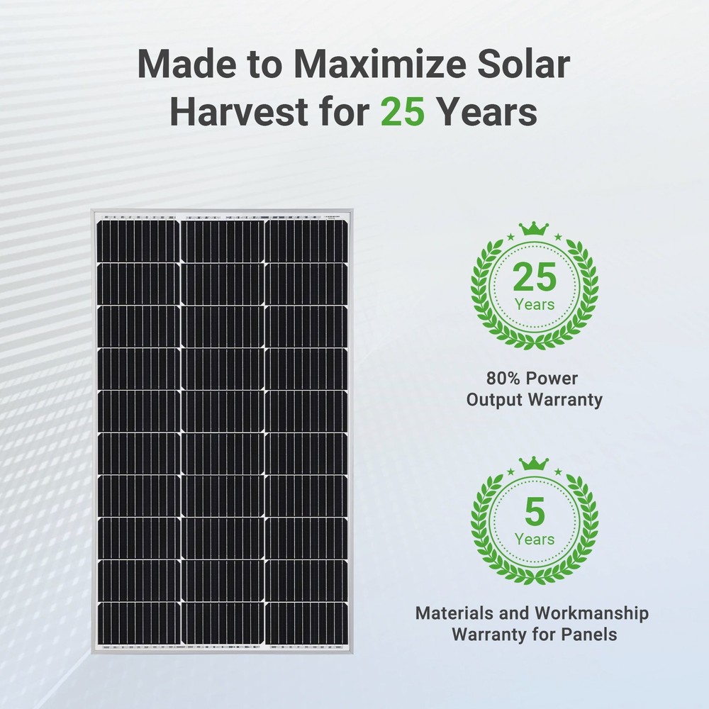 Traver Force 100W 12V 10BB Monocrystalline Solar Panel