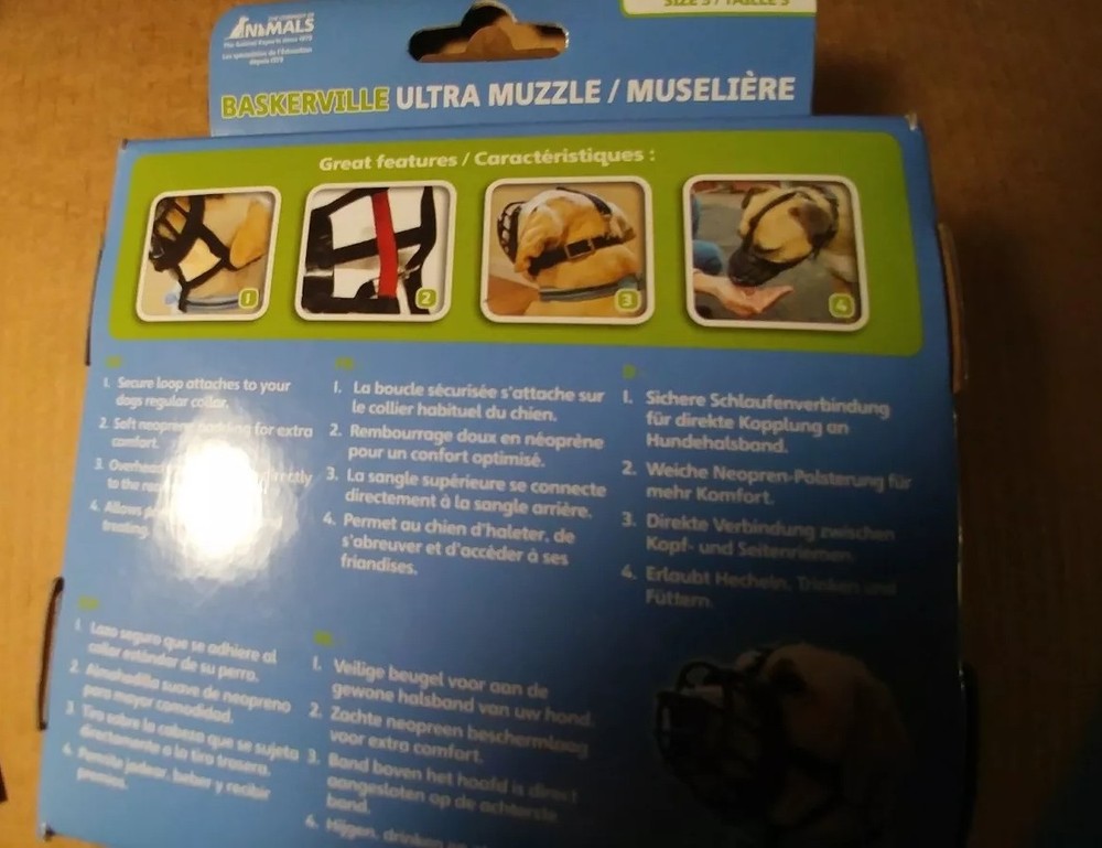 Dog Muzzle Baskerville 5-Inch Rubber Ultra Muzzle Pet Obedience Training