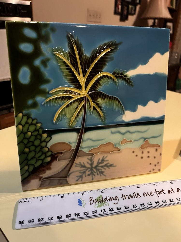 Tile Trivet Ocean Decor Palm Tree Ocean 8x8
