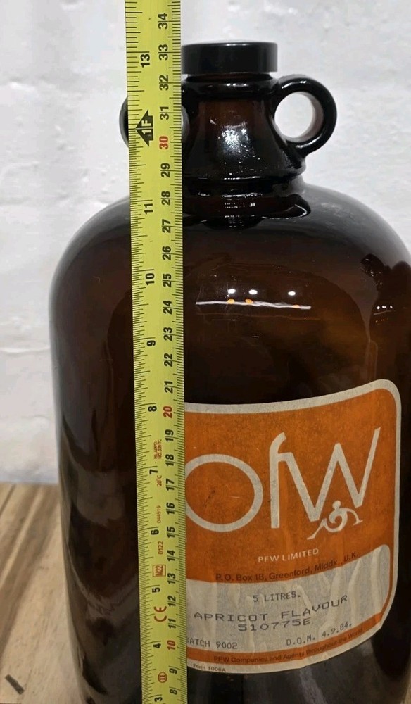 Large Brown Glass Bottles x2 1984