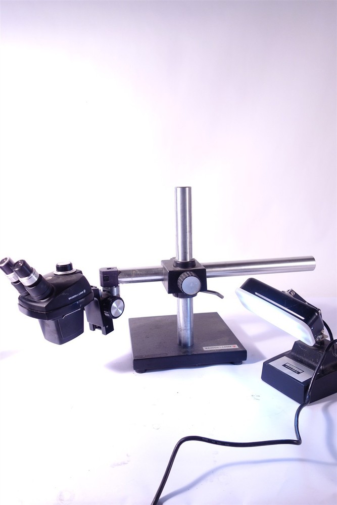 Bausch StereoZoom Stereo Microscope + Stand +Cold Light Source - Excellent