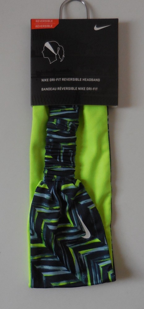 Nike Printed Dri-Fit Reversible Headband Volt/Mica Blue/White
