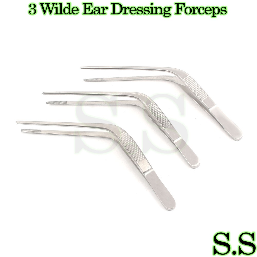 3 Wilde Ear Dressing Forceps ENT Surgical Instruments