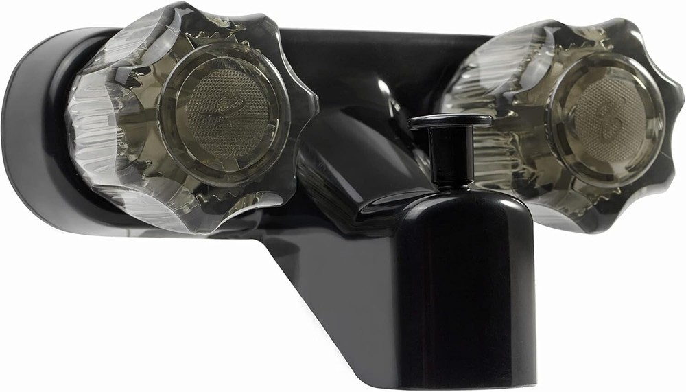 Smooth-Operating Black Diverter Faucet for RVs - Easy Install with Acrylic Knobs