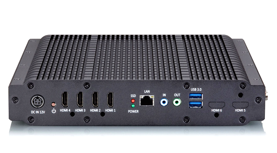 Video Wall Controller 4x HDMI 2x2 Rugged Industrial PC Mini Computer VIA Artigo