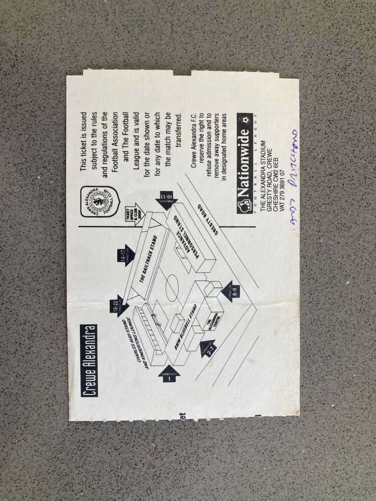 Crewe Alexandra v Burnley 2003-04 Match Ticket