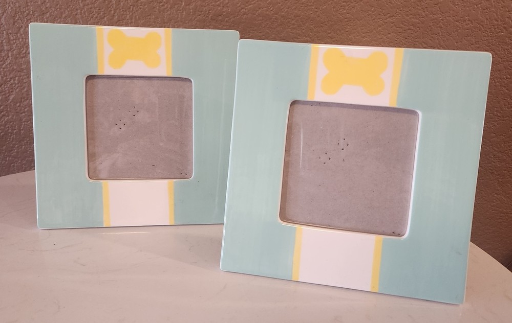 Dog Bone Ceramic Frame Coton Colors by Laura Johnson