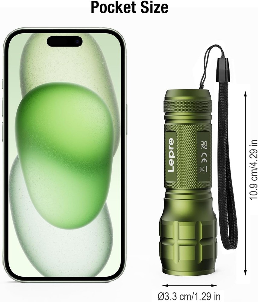 Compact Waterproof LED Flashlight - 140 Lumens Tactical Light with Zoom Feature