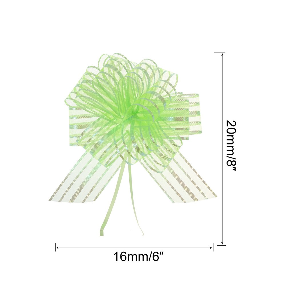 15pcs 6 Inch Organza Large Pull Bow Gift Wrapping Bows Chiffon Green