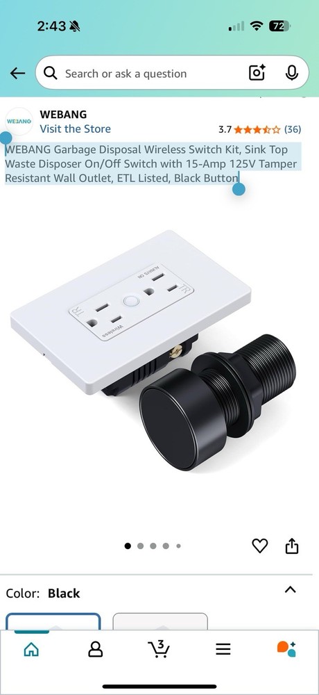 WEBANG Garbage Disposal Wireless Switch Kit