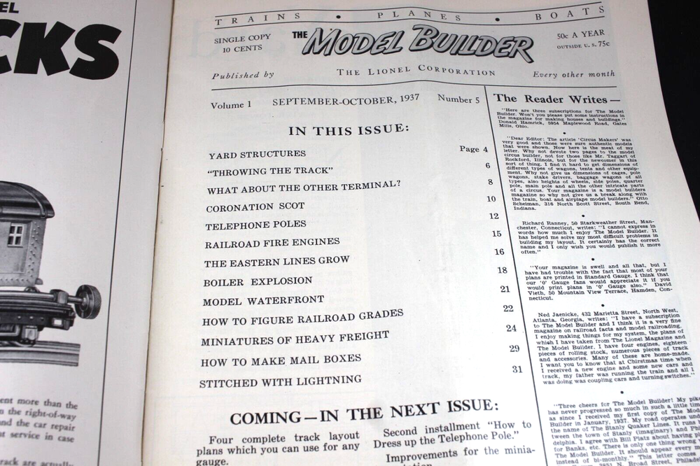 Lionel "The Model Builder" Sept-Oct 1937
