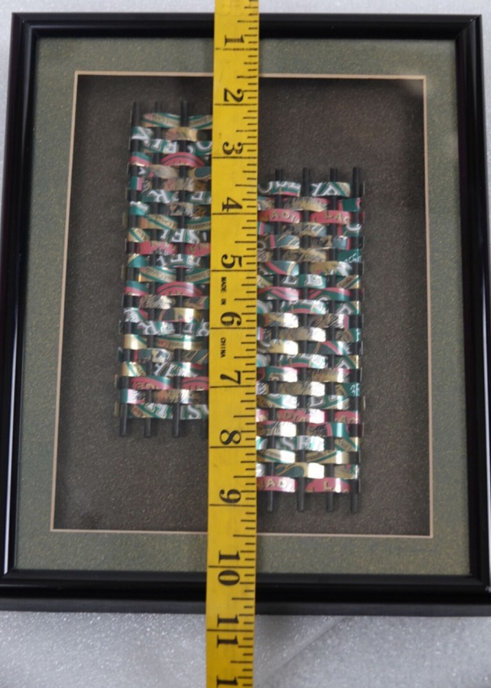 BEER CAN FOLK ART FRAMED ARTIST SIGNED TEN COMMANDMENTS TABLETS