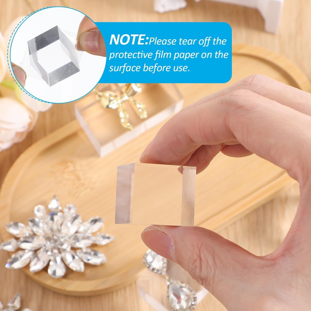 16Pcs Acrylic Square Display Block Clear Polished Acrylic Risers Display Stan...